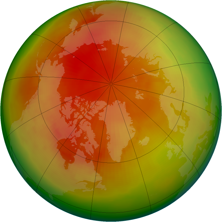 Arctic ozone map for April 1982